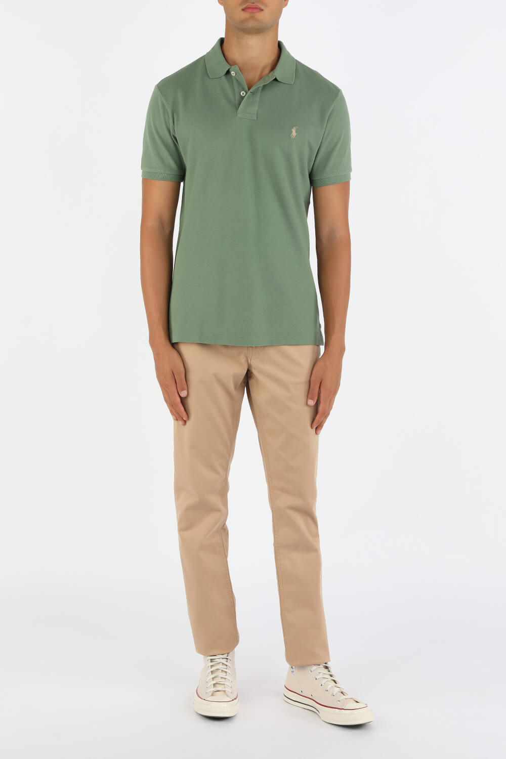 Short Sleeve Knit Polo Shirt in Green